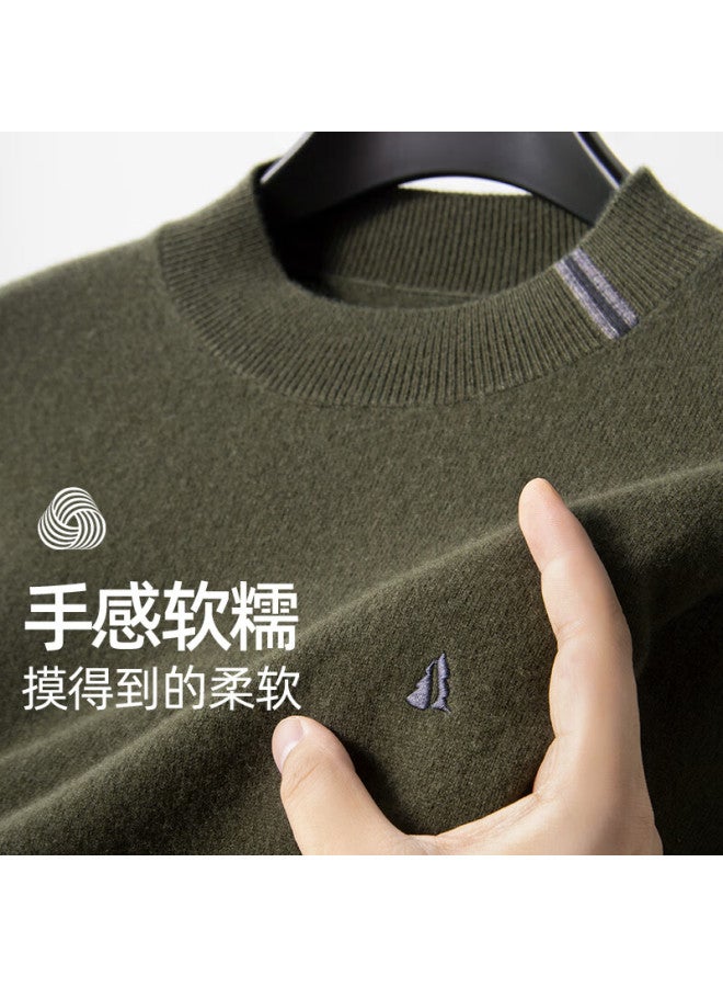 FIRS Firs 100% Wool Sweater For Men, Autumn And Winter Business Casual Embroidered Warm Pullover Turtleneck Base Layer  - Image 4
