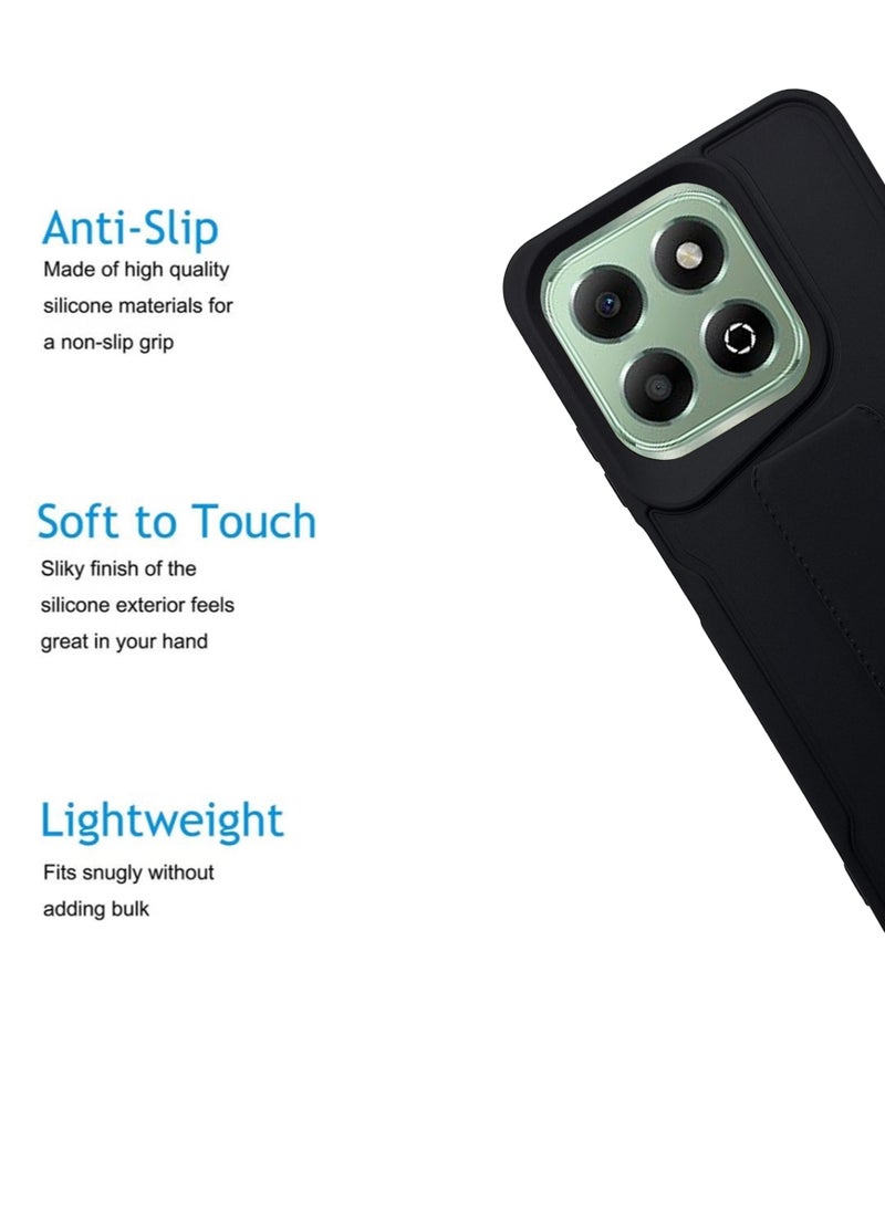 Waldic - Honor X6b HAND HOLDER | Premium Silicone Magnetic Hand Grip Case Cover Designed for Honor X6b | Honor X6b Case Camera and Drop Protection Thin Protective Back Cover Case for Honor X6b - Black - Image 1