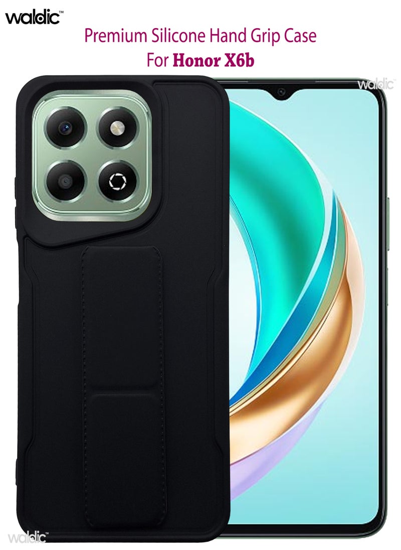 Waldic - Honor X6b HAND HOLDER | Premium Silicone Magnetic Hand Grip Case Cover Designed for Honor X6b | Honor X6b Case Camera and Drop Protection Thin Protective Back Cover Case for Honor X6b - Black - Image 1