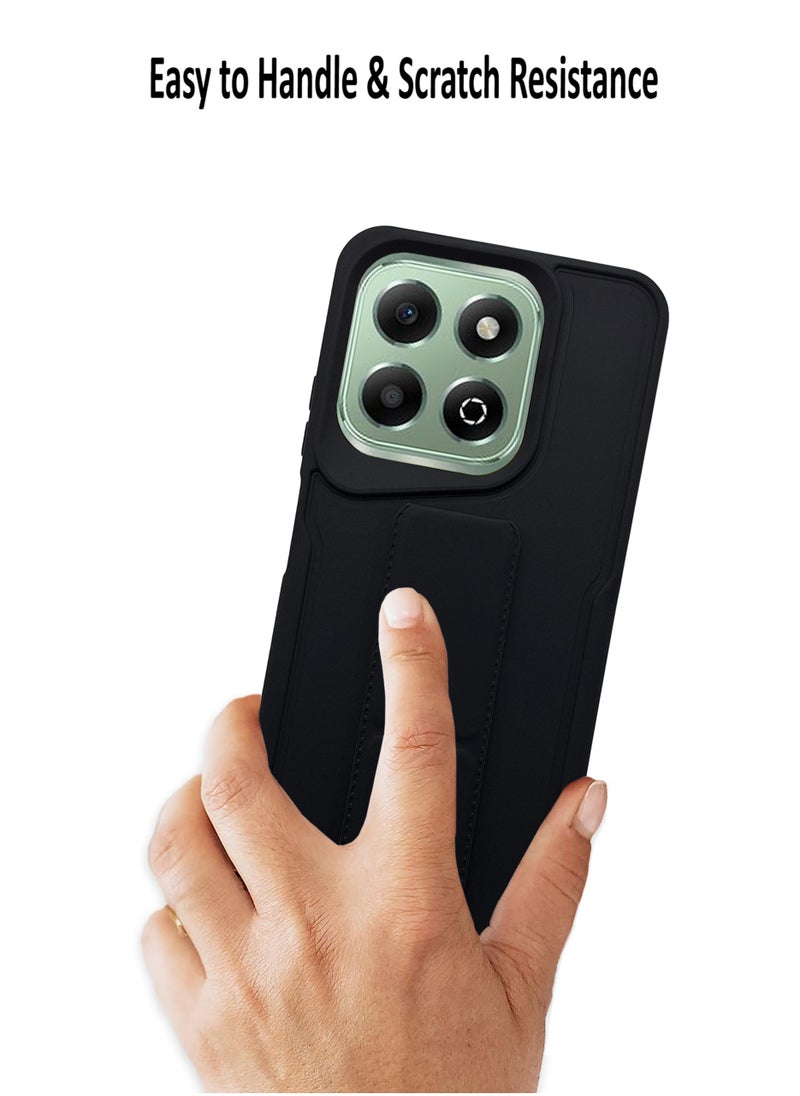 Waldic - Honor X6b HAND HOLDER | Premium Silicone Magnetic Hand Grip Case Cover Designed for Honor X6b | Honor X6b Case Camera and Drop Protection Thin Protective Back Cover Case for Honor X6b - Black - Image 1