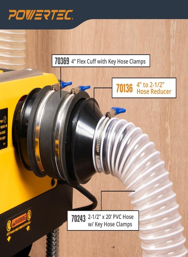 باورتيك POWERTEC 70136 مخفض مخروطي من 4 إلى 2-1/2 بوصة، وصلات تجميع الغبار لتوصيل خرطوم تجميع الغبار بالخرطوم - Image 4