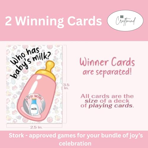 Craftmind Pink Bottle Baby Shower Scratch Off Game | 24 Cards - 2 Winner | Baby Shower Games | Pink Bottle Game - Image 3