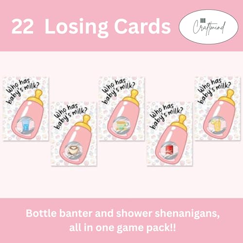Craftmind Pink Bottle Baby Shower Scratch Off Game | 24 Cards - 2 Winner | Baby Shower Games | Pink Bottle Game - Image 4