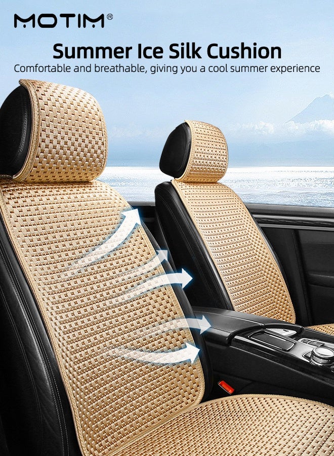 Motim 2Pcs Breathable Ice Silk Car Front Covers Universal Four Seasons, Car Seat Protector Car Seat Cover, Wear Resistant And Anti Slip, Universal Fits Most Automotive, Van, SUV, Truck - Image 2