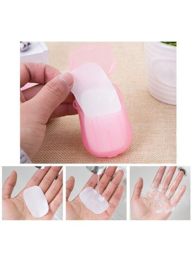 Portable Paper Soap Sheets with Mini Storage Box - Disposable Scented Hand Wash Flakes - Ideal for Travel, School, Camping & Outdoor Activities - Image 1