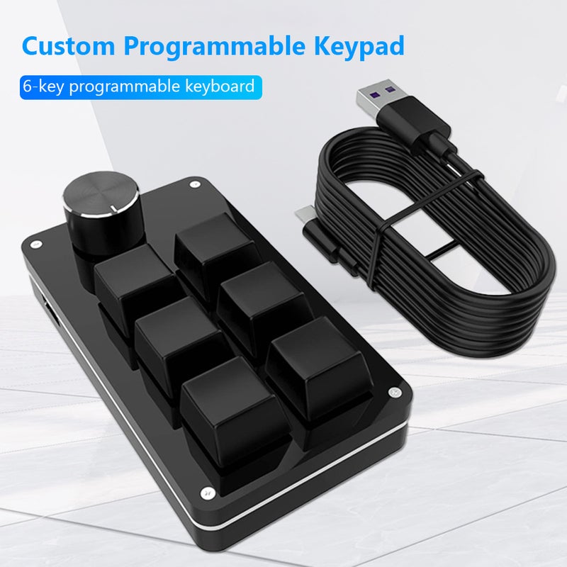 One hand Wired RGB Keyboard Mini Mechanical Keyboard USB Custom keyboard Macro Programmable keyboard 6 keys 1 knob - Image 3