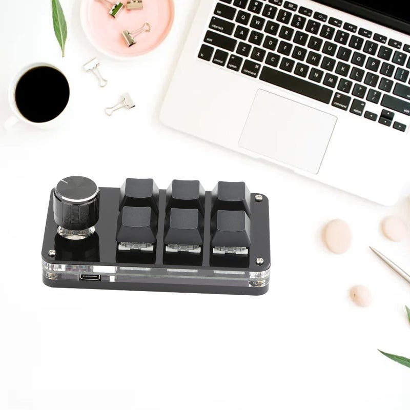 One hand Wired RGB Keyboard Mini Mechanical Keyboard USB Custom keyboard Macro Programmable keyboard 6 keys 1 knob - Image 2