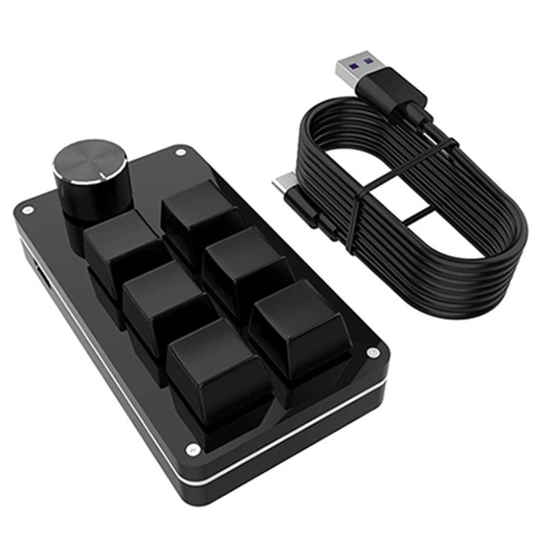 One hand Wired RGB Keyboard Mini Mechanical Keyboard USB Custom keyboard Macro Programmable keyboard 6 keys 1 knob - Image 1