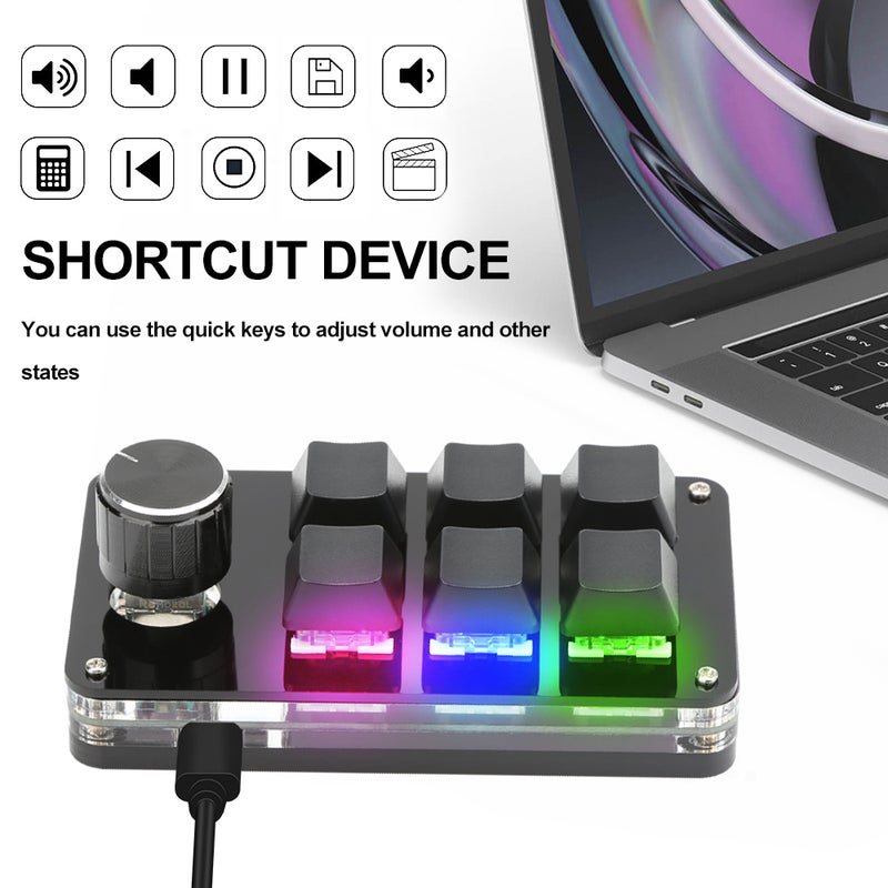 One hand Wired RGB Keyboard Mini Mechanical Keyboard USB Custom keyboard Macro Programmable keyboard 6 keys 1 knob - Image 5