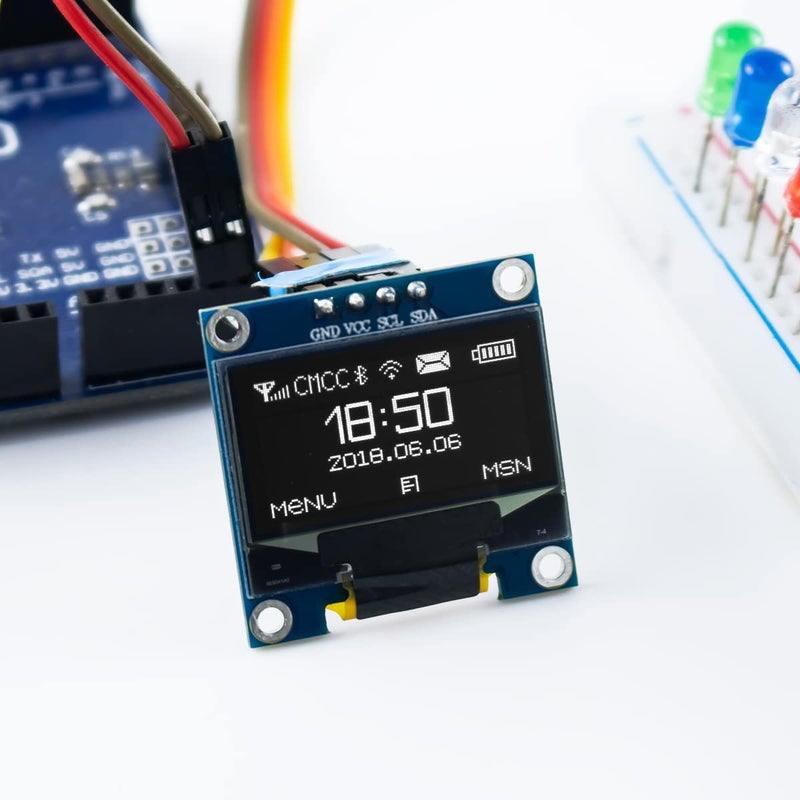Hosyond 5 Pcs 0.96 Inch OLED I2C IIC Display Module 12864 128x64 Pixel SSD1306 Mini Self-Luminous OLED Screen Board Compatible with Arduino Raspberry Pi (White) - Image 5