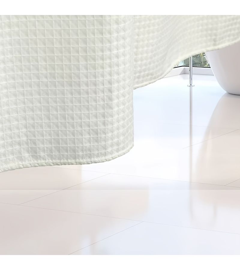 White Large Check Waffle Shower Curtain 71x86.5 Inch No Hooks Needed - Image 5