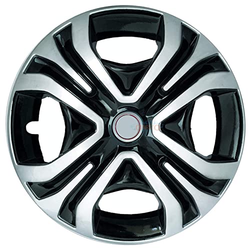 CARIZO® - Hotwheelz 14 Inch Wheel Cover | Wheel Cap | Silver & Black | Design - TRAXX | Pack of 4 | Compatible with Maruti Suzuki Swift Dzire - Image 1