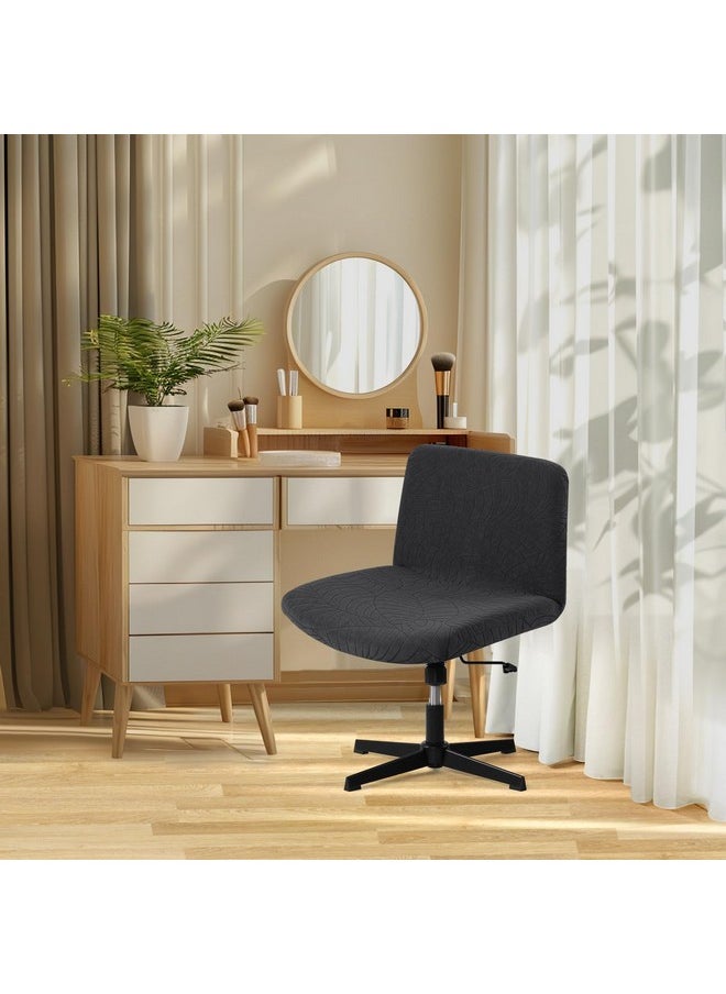 Armless Chair Slipcover, Waterproof Criss Cross Chair Cover, Office Desk Chair Covers, Mid Back Wide Seat Accent Chair Covers For Computer Task Vanity Chairs(Leaves -Shaped Jacquard, Black) - pzsku/Z61E32B7C0E8B4219240BZ/45/_/1735214518/b3b2ecf7-2c76-49fc-b8f3-398054d02f28