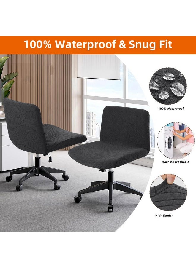 Armless Chair Slipcover, Waterproof Criss Cross Chair Cover, Office Desk Chair Covers, Mid Back Wide Seat Accent Chair Covers For Computer Task Vanity Chairs(Leaves -Shaped Jacquard, Black) - pzsku/Z61E32B7C0E8B4219240BZ/45/_/1735214557/27851c22-8234-45bc-a6bd-1b3310b96650