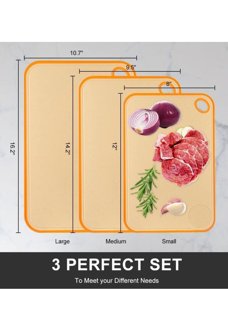 Arabest ألواح تقطيع للمطبخ من قش القمح مادة PP ألواح تقطيع خالية من BPA 3 قطع - Image 5