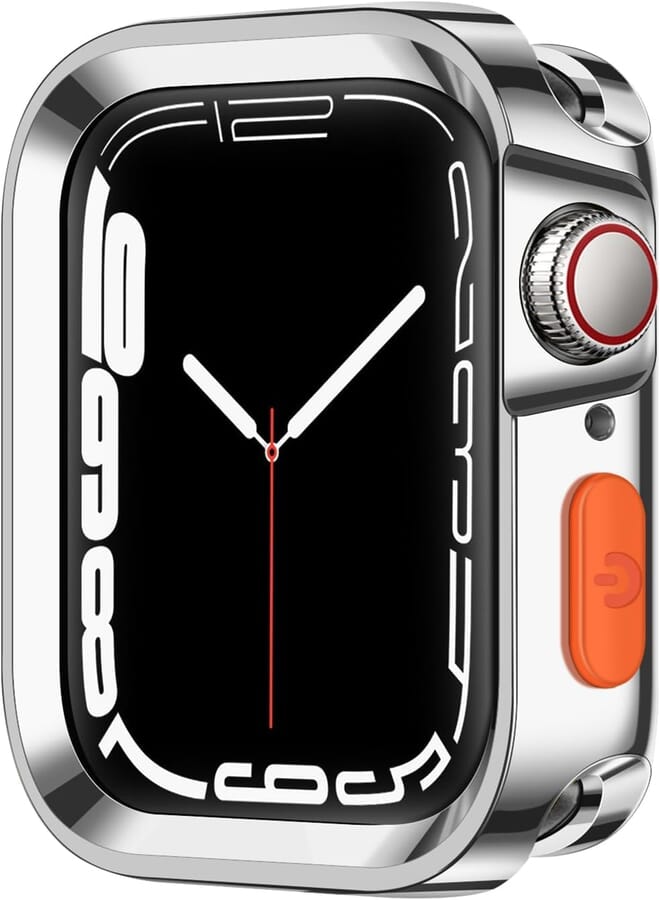 Next Next store Compatible with iWatch Case 45/44 Series 8/7/6/5/4/SE, Soft Shockproof Protective Cover for Women Men (Silver)