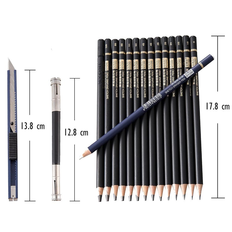 URBAN BOX Sketch Pencil Kit of 29 pcs Pencil Holder Case Roll up Pencil Canvas Wrap Portable for Artist Beginner Student Graphite Charcoal Sketch Pencils - Image 5
