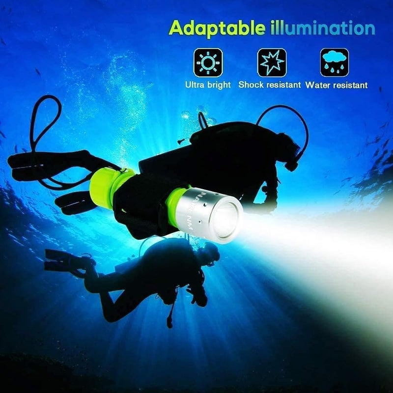 NAKCNM Diving Flashlight with Rechargeable Power, Scuba Dive Light Super Bright, Underwater Flashlights IPX8 Waterproof 3 Modes Dive Torch for Outdoor Diving Emergency(2 Pack) - Image 3