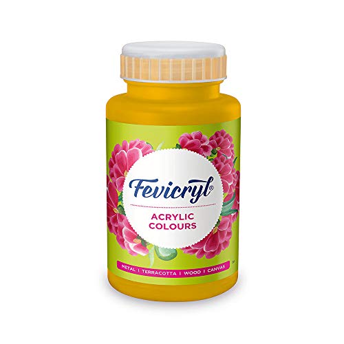 Pidilite Fevicryl Acrylic Colour Golden Yellow, 500ml, Rich Pigment, Non-Cracking Paint for Canvas, Wood, Leather, Earthenware, Metal | Ideal for Artists, Students, Hobbyists - Image 1