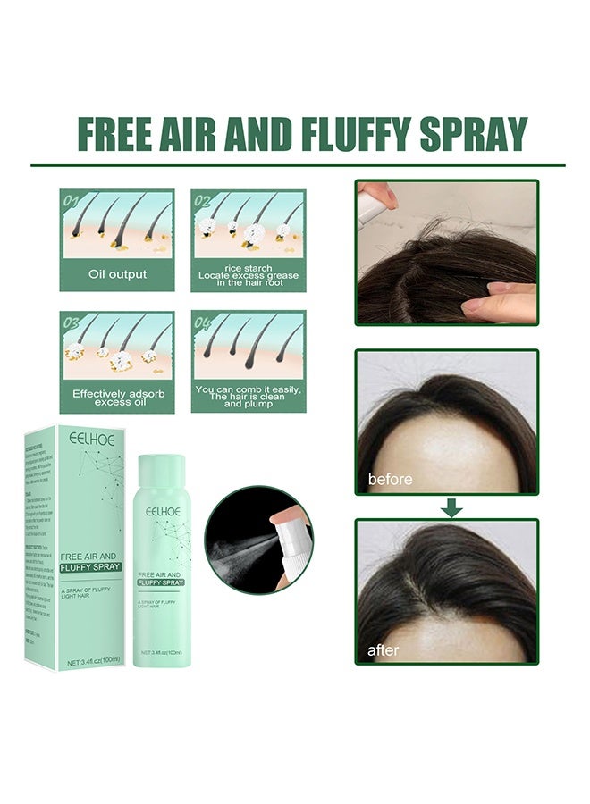 EELHOE Free Air And Fluffy Spray,Magical Dry Hair Spray,No-Wash Fluffy Dry Hair Spray,Quick Volume Hair Long Lasting Refreshing Spray,Oil-Control Fluffy Volume Lift Hair Spray 100ml - Image 4