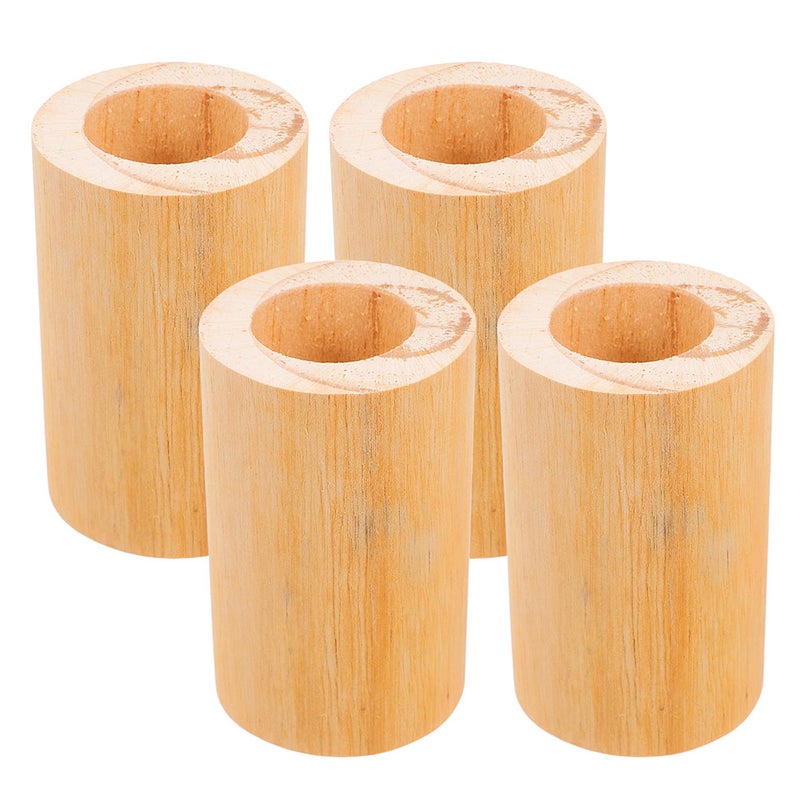 Sofa Lift Base Wooden Furniture Height Extender Bed Riser Khaki Cylinder Shape For Diy Space Home Use 3.2Cm Inner Diameter 4Pcs - Image 1