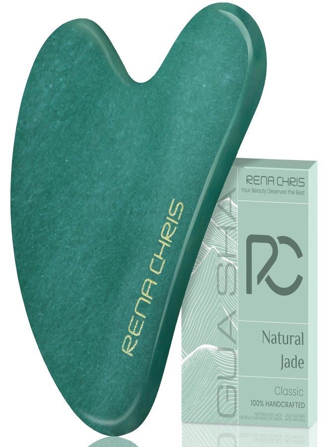 Rena Chris Gua Sha Facial Tools, Natural Jade Stone Guasha Tool, Manual Massage Sticks for Jawline Sculpting and Puffiness Reducing, Gua Sha Scraping Massage Tool, Skin-Care Gift (Green) - Image 1