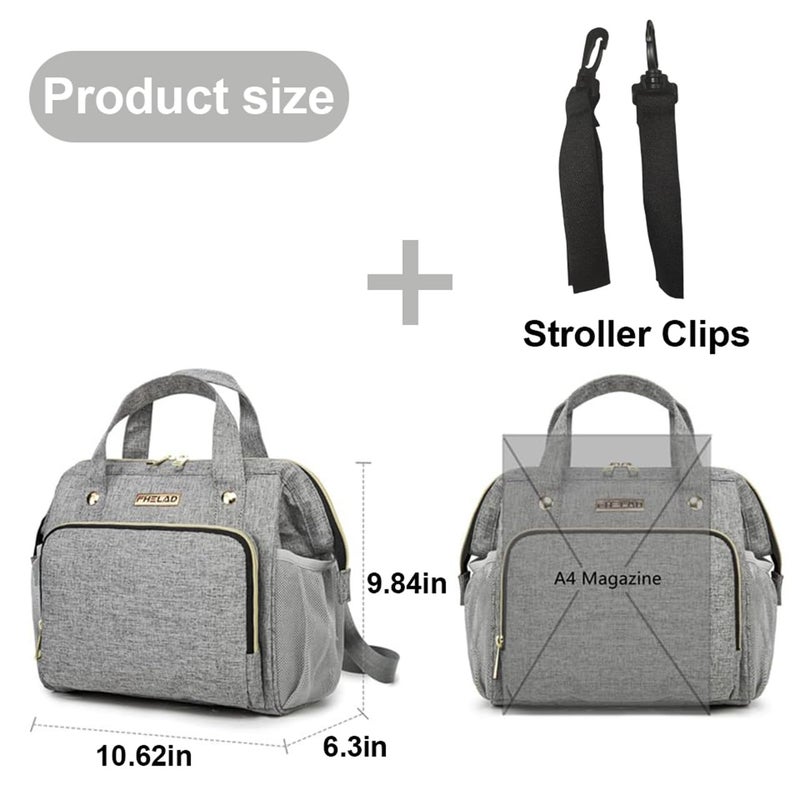 FHELAD Small Diaper Bag Backpack, Crossbody Diaper Bags for Toddler, Waterproof Multi-Function Newborn Baby Stylish Mini Tote Maternity Bags Travel Backpacks with Insulated Pockets (Gray) - Image 2