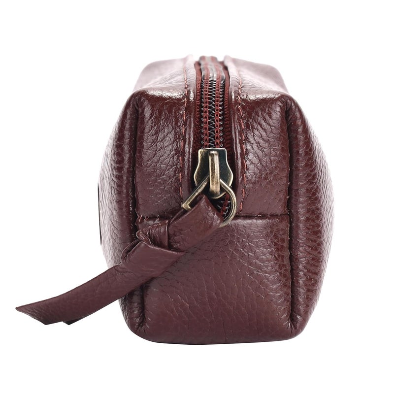 HAMMONDS FLYCATCHER Leather Utility Pouch - Multi-Use Genuine Leather Pencil Case, Cosmetic, Stationery, Coin & Makeup Brush Pouch for Women & Men - School & Office Organizer- Redwood Brown - Image 2