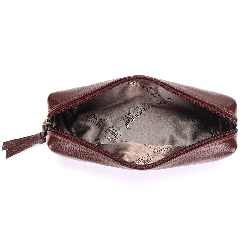 HAMMONDS FLYCATCHER Leather Utility Pouch - Multi-Use Genuine Leather Pencil Case, Cosmetic, Stationery, Coin & Makeup Brush Pouch for Women & Men - School & Office Organizer- Redwood Brown - Image 5