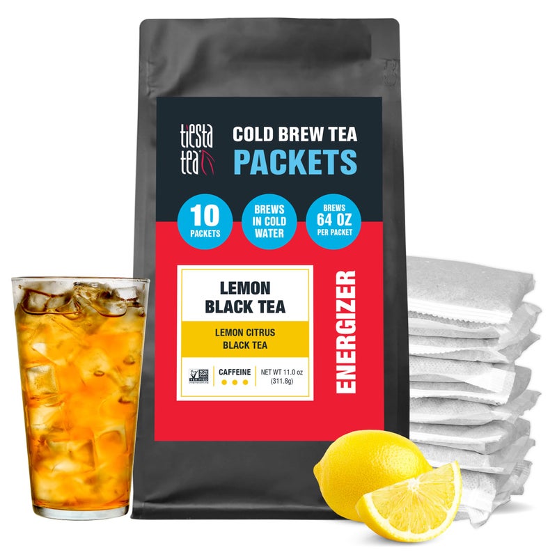 Tiesta Tea - Lemon Black Cold Brew, Loose Leaf, Lemon Citrus Black Tea, Premium High Caffeinated Blend, Cold Brew Packets, Makes 64 oz of Pitcher Per Bag (Pack of 10) - Image 1