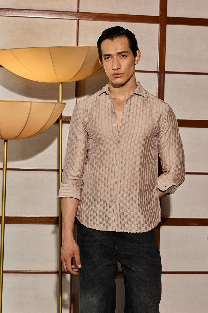 SNITCH Slim Fit Stripes Pink Shirt