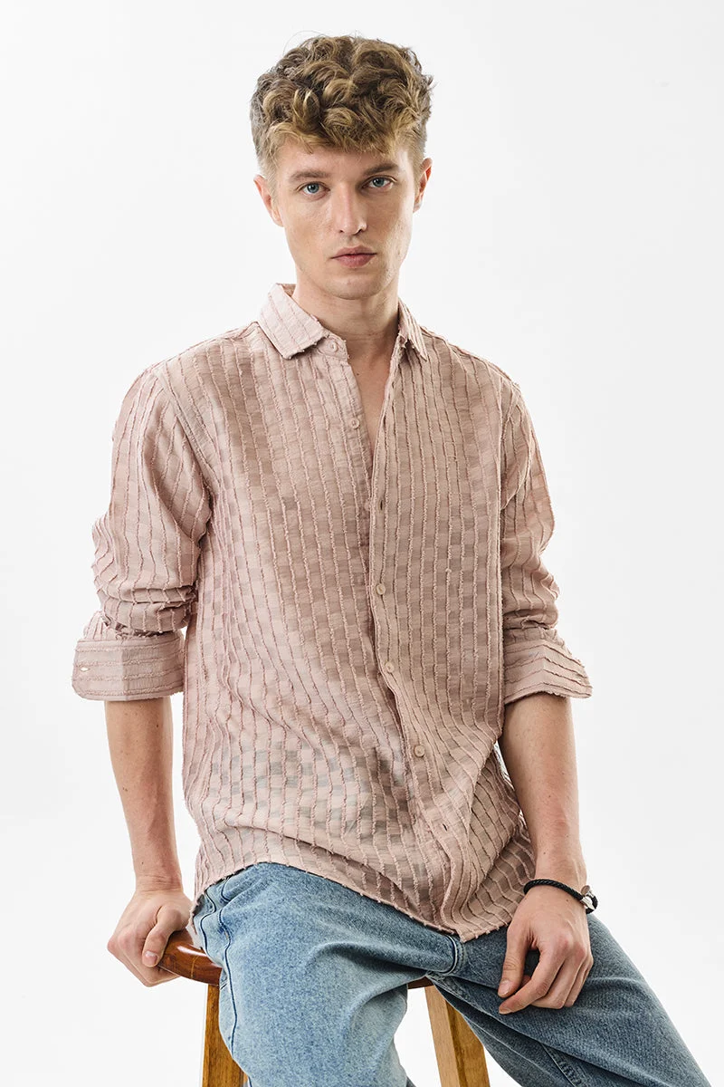 SNITCH Slim Fit Stripes Pink Shirt