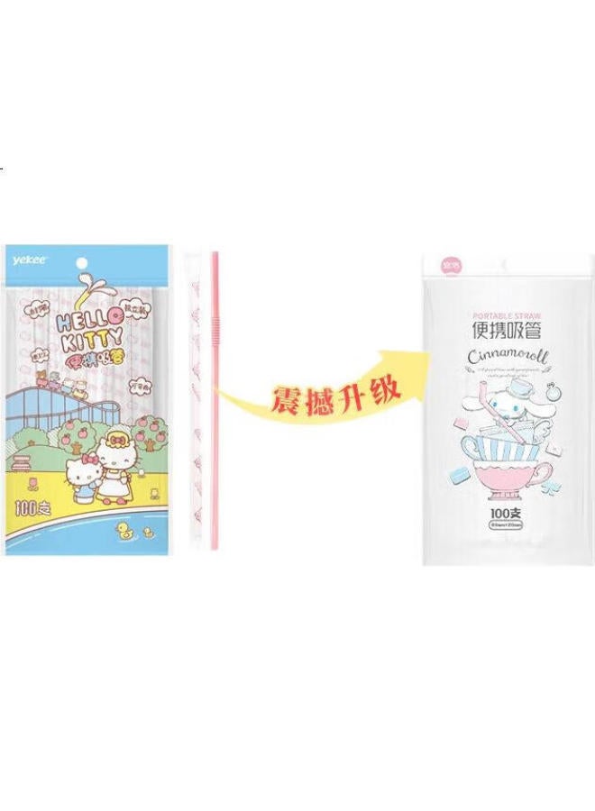 Yekee Hellokitty Disposable Straws, Individually Wrapped, Bendable, For Children And Pregnant Women, For Drinking Water And Juice, 100 Pieces, K-8178 - Image 3