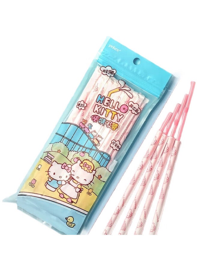 Yekee Hellokitty Disposable Straws, Individually Wrapped, Bendable, For Children And Pregnant Women, For Drinking Water And Juice, 100 Pieces, K-8178 - Image 1