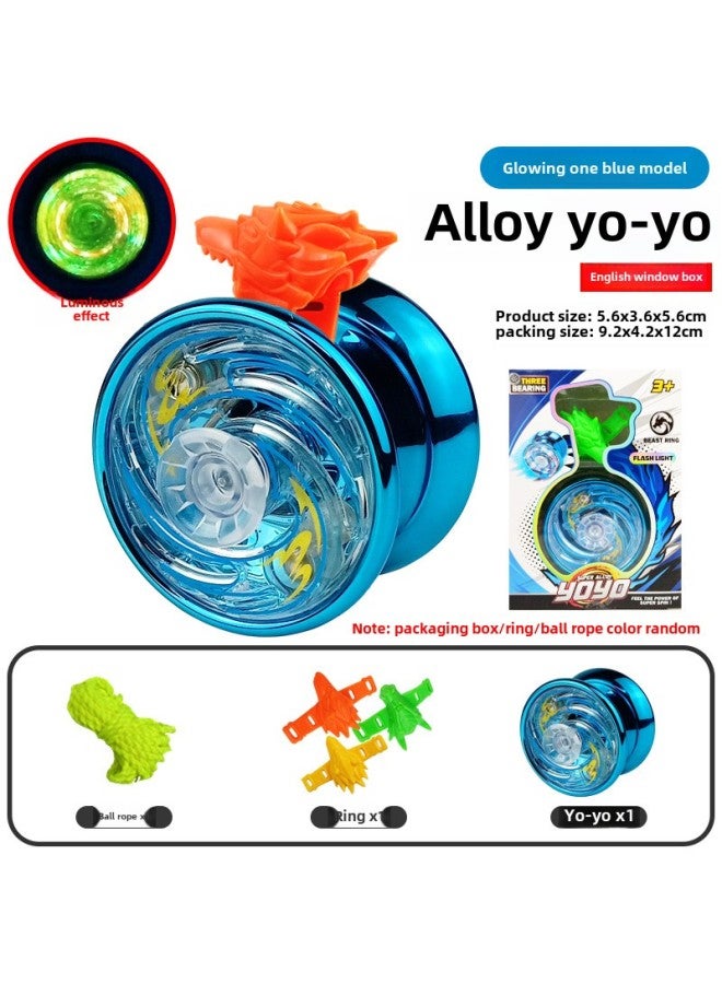 Alloy Puzzle Yo-yo Dead Sleep Entry Yoyo Ball With Spirit Beast Ring Competitive Yo-yo-Color: Alloy Yo-yo-english Window Box (lighting Style + Beast Head Ring + Color Rope) 87g - Image 1