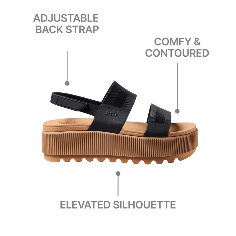 REEF Women's Water Vista Higher Platform Sandal, Water Friendly, Adjustable Strap, Black/Tan, 8 - Image 5
