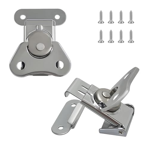 DEEKOUDT 2 Pcs 304 Stainless Steel Small Butterfly Twist Lock With Retainer for Wooden Cases, Swivel Latches Toggle Buckle Latch for Luggage, Instruments, Equipment Cases, Silver - Image 1