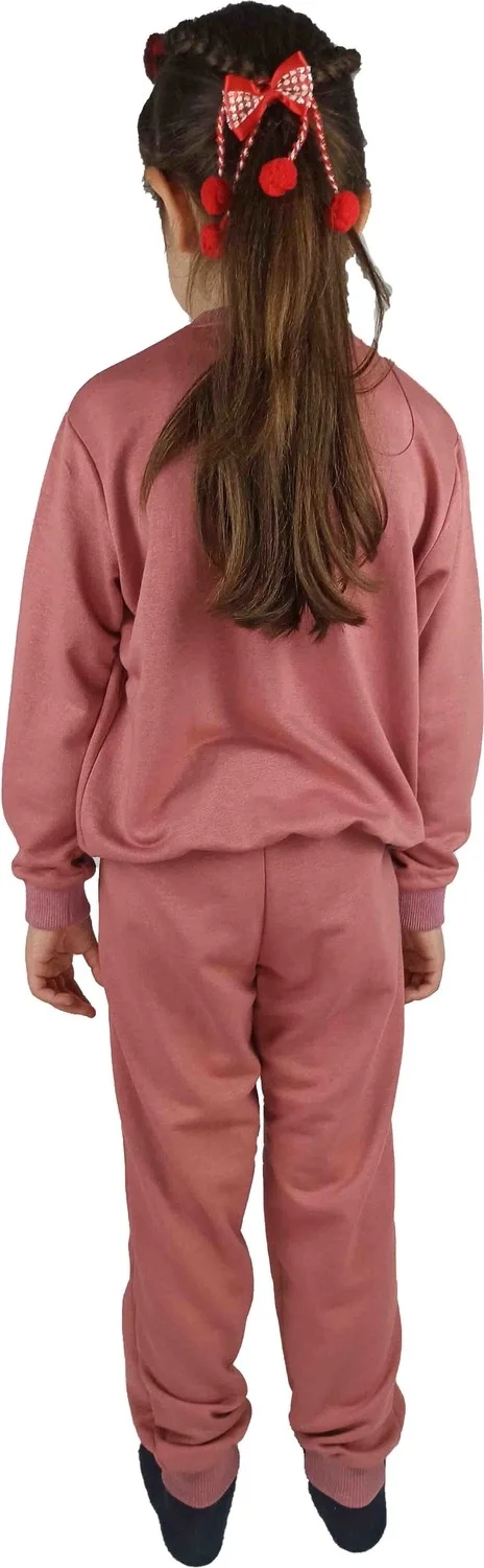 Bluence Girl Waiter Pink Printed Cotton Tracksuit Set