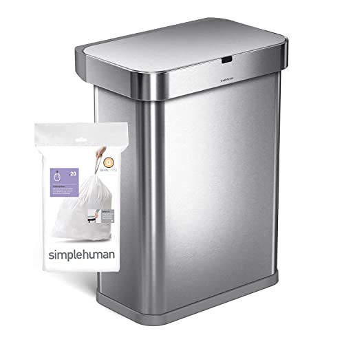 simplehuman Code Q 100 Count, Dispenser Pack Custom Fit Liners, Drawstring Trash Bags, 50-65 Liter / 13-17 Gallon, White - Image 5