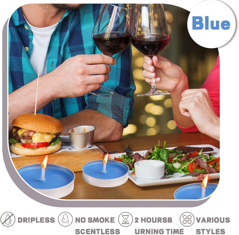 لافيش شموع شاي زرقاء بدون رائحة، ٥٠ قطعة، بفتيل قطني | مدة احتراق ساعتين | لون أبيض | مناسبة لرمضان، عيد الفطر، ديوالي، بوجا، حفلات الزفاف، عيد الميلاد، والسبت - Image 2