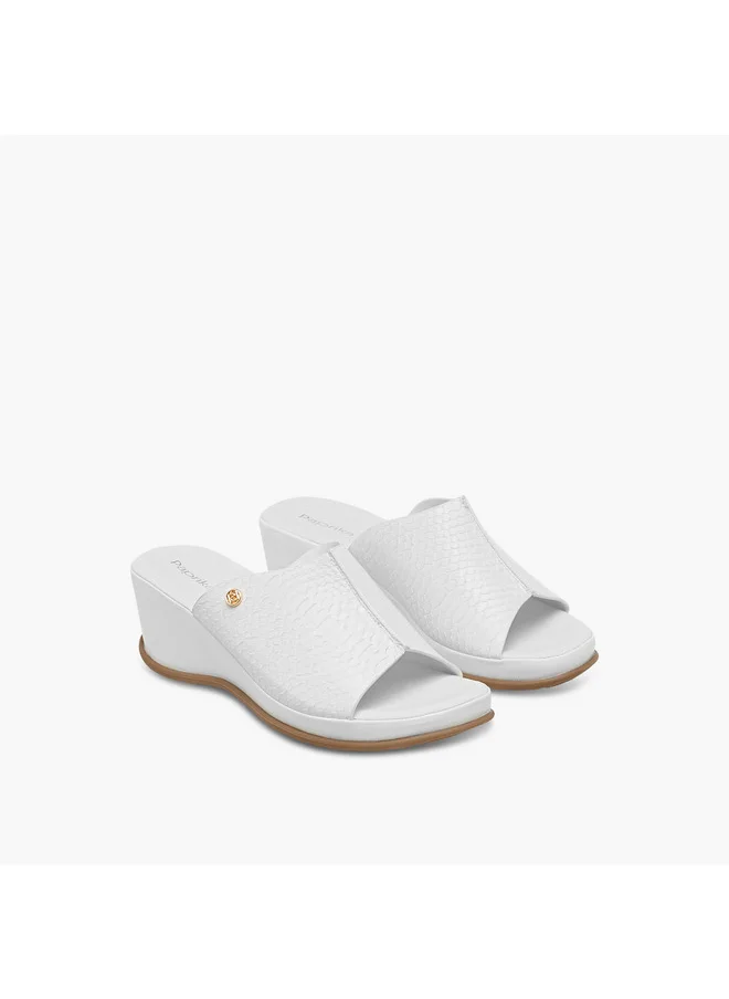 Paprika Women's Textured Slip-On Sandals with Wedge Heel