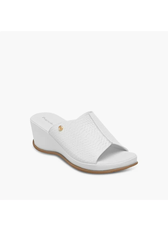 Paprika Women's Textured Slip-On Sandals with Wedge Heel