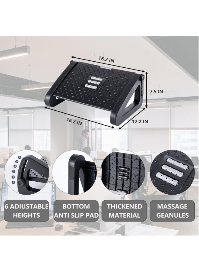 general Foot Rest for Under Desk at Work,Ergonomic 6-Height Adjustable Footstool，Under Desk Footrest with Foot Massage Roller,Chair Footstool for Leg - Image 3