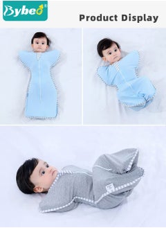 Bybeo 4 PCS Baby Swaddle Blanket Sack, Baby Sleeping Bag with Arms Free Design, Transition to Arm Freedom Wearable for Newborn Girl and Boy, 100% Breathable Cotton 3-6Months  - Image 5
