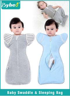 Bybeo 4 PCS Baby Swaddle Blanket Sack, Baby Sleeping Bag with Arms Free Design, Transition to Arm Freedom Wearable for Newborn Girl and Boy, 100% Breathable Cotton 3-6Months  - Image 1