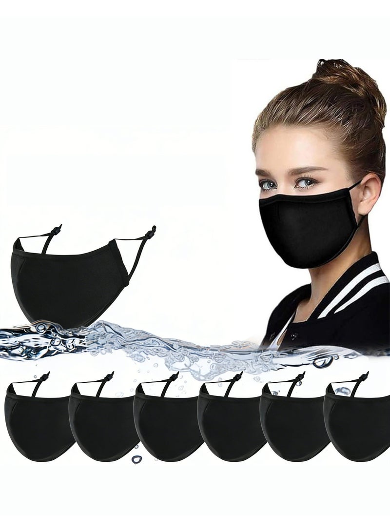 ساكن 7 Pcs Washable Pure Cotton Face Masks, Dustproof, Breathable, Adult Sunscreen Face Shields, Black, Suitable for Outdoor Wear, Unisex - Image 4