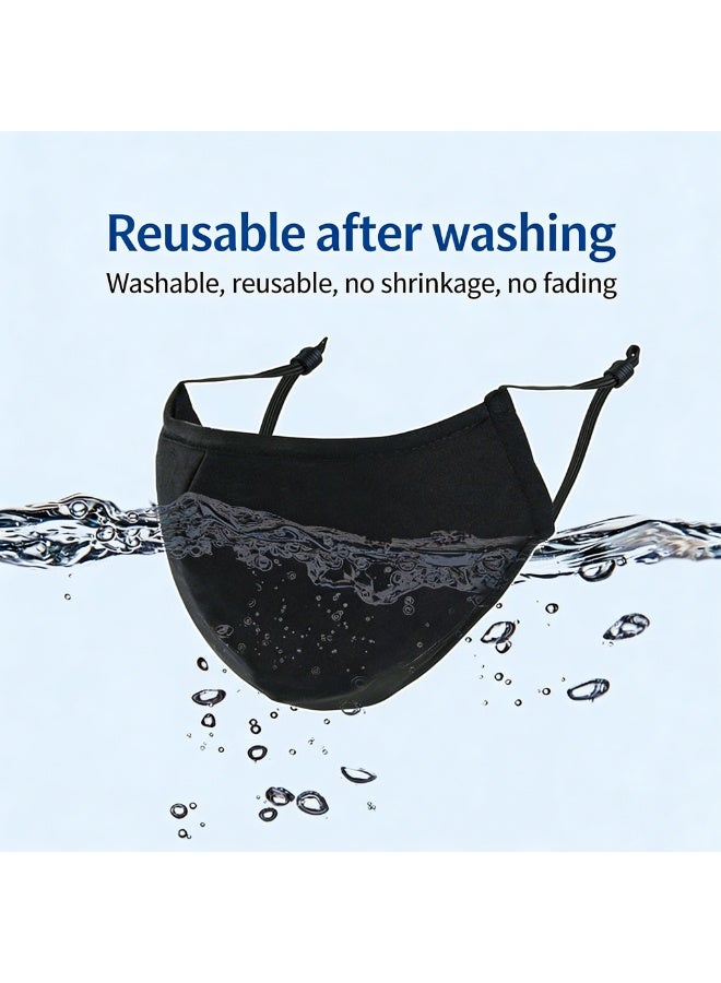ساكن 7 Pcs Washable Pure Cotton Face Masks, Dustproof, Breathable, Adult Sunscreen Face Shields, Black, Suitable for Outdoor Wear, Unisex - Image 2