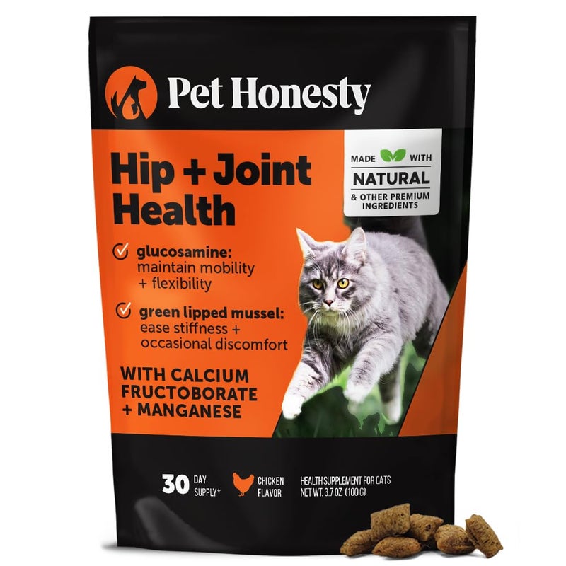 Pet Honesty Cat Hip + Joint Health Chews â€“ Crunchy & Creamy Cat Joint Support Supplement - Glucosamine, Chondroitin & Omega-3s â€“ Supports Mobility, Flexibility & Comfort for Indoor & Outdoor Cats (Chicken 30-Day) - Image 1