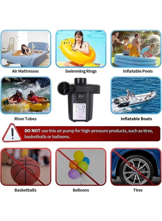 TNGames 2-in-1 Electric Air Pump (Black) - Inflator & Deflator with 3 Universal Nozzles, Compatible with Air Mattresses, Pool Floats, Vacuum Storage Bags - Image 5