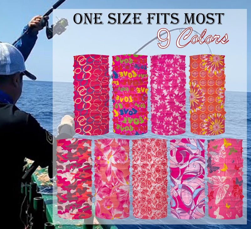 HCMY 9 Pack Headwear Pink Ski Neck Gaiters Tube Bandana Face Mask Head Wrap Headband Scarf Elastic Cooling Balaclava for Men Women - Image 5